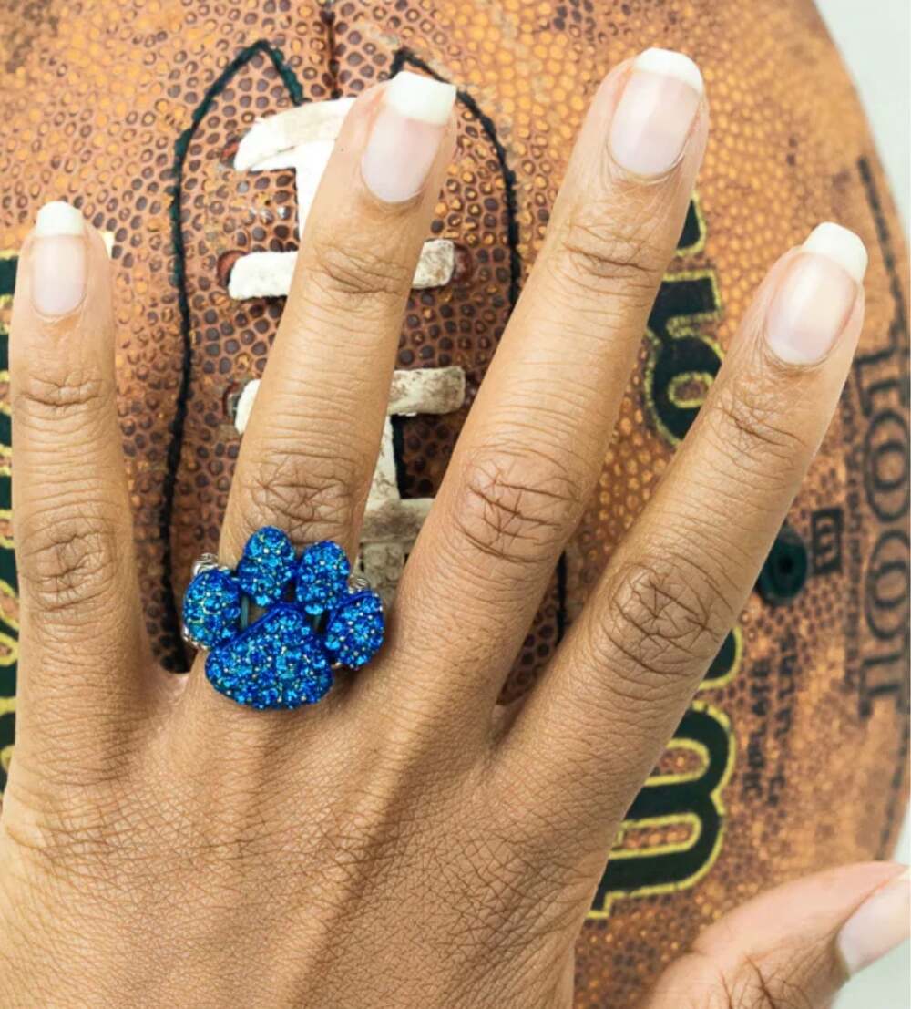 Blue Paw Silver Stretch Ring